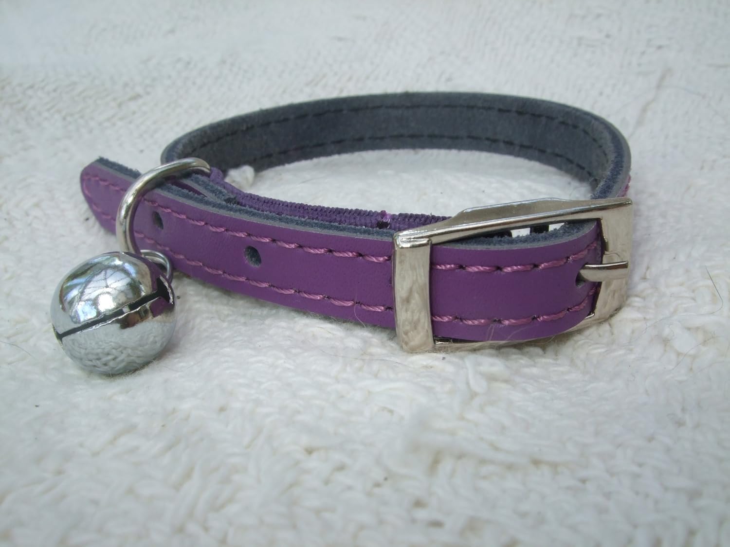 pink leather cat collar