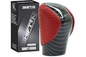 SHIFTIN Gear Shift Knob Shifter for Lexus ES GS GX is NX RC RX 200t 300 350 3450h 450hL 350L (Circuit Red Leather/Carbon Fiber Pattern)