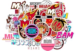 SCILINKS 45 PCS Miami Vinyl Heat Basketball Stickers for Water Bottle, Laptop, Bicycle, Computer, Motorcycle, Travel Case, Car Decal Decoration Sticker