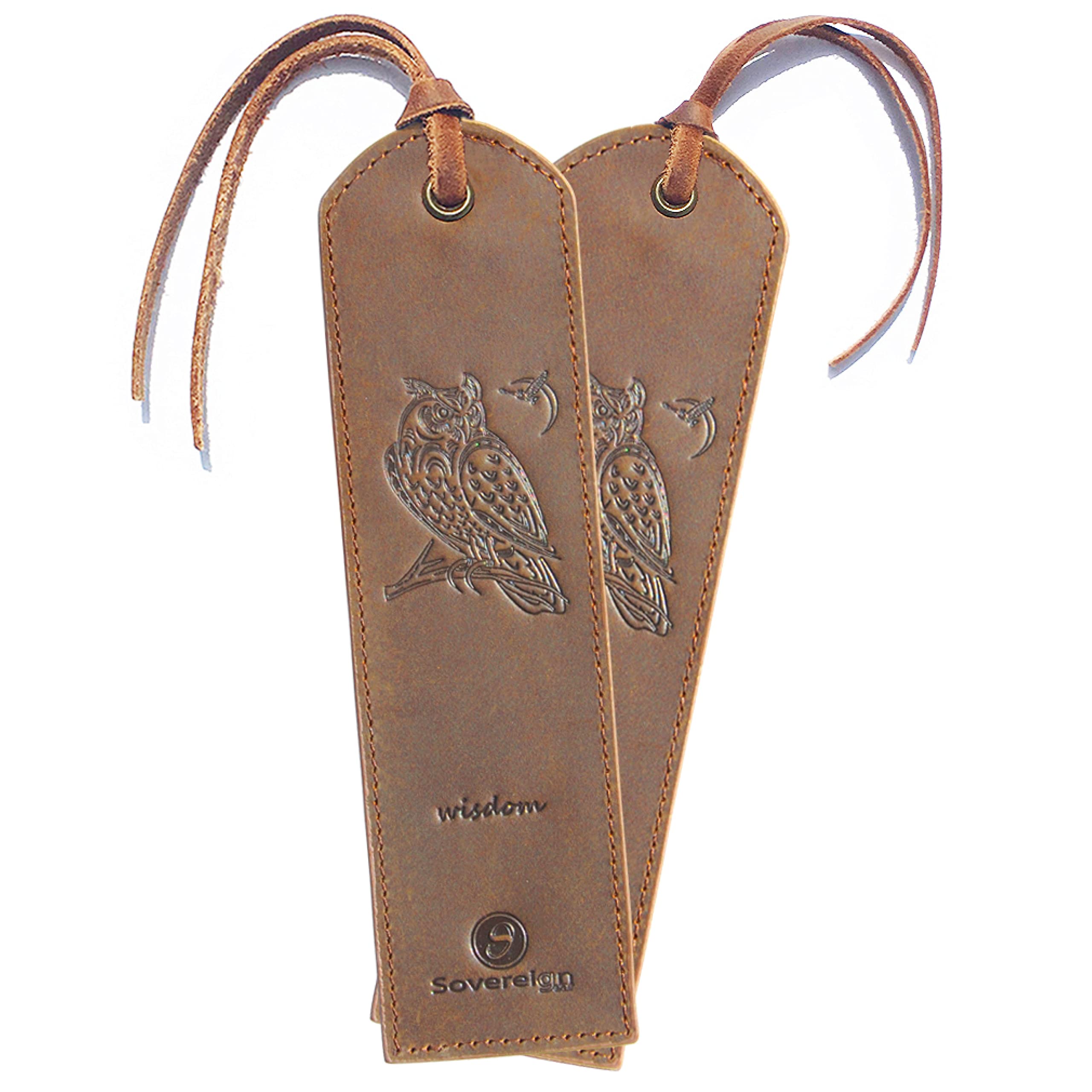 Leather Bookmark Handmade with Owl Design - Pack of 2 Genuine Leather Book Marks - Perfect Bookmarks for Men Women and Kids | Great Idea for Leather Gifts for Bookworms Writers Relatives & Friends