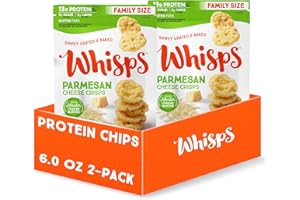 Whisps Cheese Crisps Parmesan Cheese | Protein Chips | Healthy Snacks | Protein Snacks, Gluten Free, High Protein, Low Carb Keto Food (6 Oz, 2 Pack)