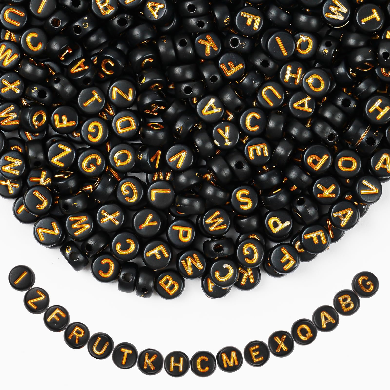 Vicloon 1200 Pcs Acrylic Letter Beads, 7mm Black Alphabet Beads Kit, A-Z Alphabet Bead with Storage Box, for Friendship Bracelet Making Kits, Handicraft Work DIY Projects, Jewelry Making, Round