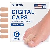 Silipos Digital Cap Gel Toe Cap for Corns &amp; Ingrown Nails 6 Pack - Reusable | Gel-lined toe cap cushions toe tips, corns, calluses &amp; ingrown nails&mdash;soft gel &amp; fabric stays put for all-day protection