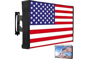 HOMEYA Outdoor TV Cover American Flag 60-65 Inch, 600D Heavy Duty Weatherproof TV Screen Protector, Waterproof Zipper Front Flap & Bottom, Outside Television Enclosure for LED LCD Flat Screen TV