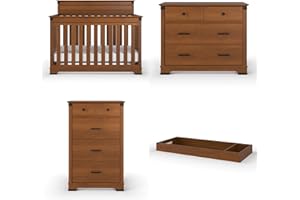 Child Craft Redmond 4-Piece Nursery Set, Includes 4-in-1 Convertible Crib, Dresser, Changing Topper, and Chest (Coach Cherry)