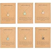 6Pcs Gold Beach Starfish Necklace Set for Women Cute Beachy Hawaii Star Fish Bulk Necklaces Pack Trendy Hawaiian Friendship Matching Jewelry Accessories