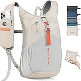 BECOJADDE 15L Small Hiking Backpack for Men Women Foldable Packable Back Pack Ultralight Hiking Daypack for Travel Camping Outdoor, Beige