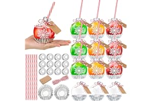 Baderke 12 Pcs 8oz Spherical Plastic Potion Bottle for Drinks Empty Booze Balls Cups Round Plastic Fillable Ornament Balls with Egg Tart Molds Base for Wedding Cocktail Drink(Snowflake Pattern)
