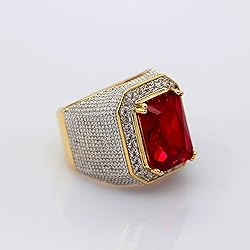 Uloveido Men Yellow Gold Plated Emerald Cut