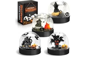 VICAMB 4PCS Halloween DIY Snow Globe Kit, Water Globes Making Kit with Accessories, Make Your Own Snow Globes for Kids Arts and Crafts Set