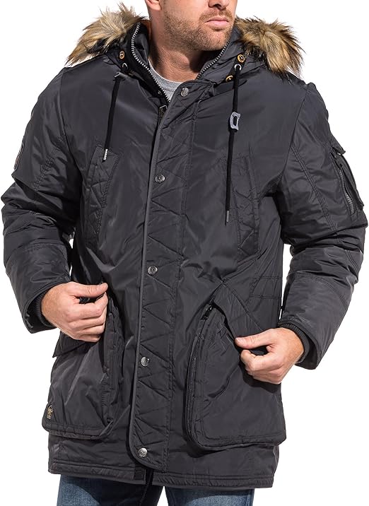 Legenders Jacket Gray Long Waterproof Fur Hood Amazon.co.uk Clothing