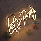 HMT Let's Party Neon Signs Art Wall Lights Large Size For Beer Bar Club Hotel Pub Cafe Bachelorette Engagement Birthday Party USB 19.6×8.6 Inch (Warm White)