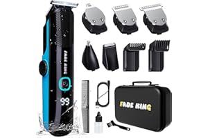 FADEKING Beard Trimmer for Men, Professional Hair Trimmer, Waterproof Electric Beard Trimmer Razor for Nose, Body, Face & Mustache, Cordless Hair Clippers, Grooming Gifts for Men (Blue)