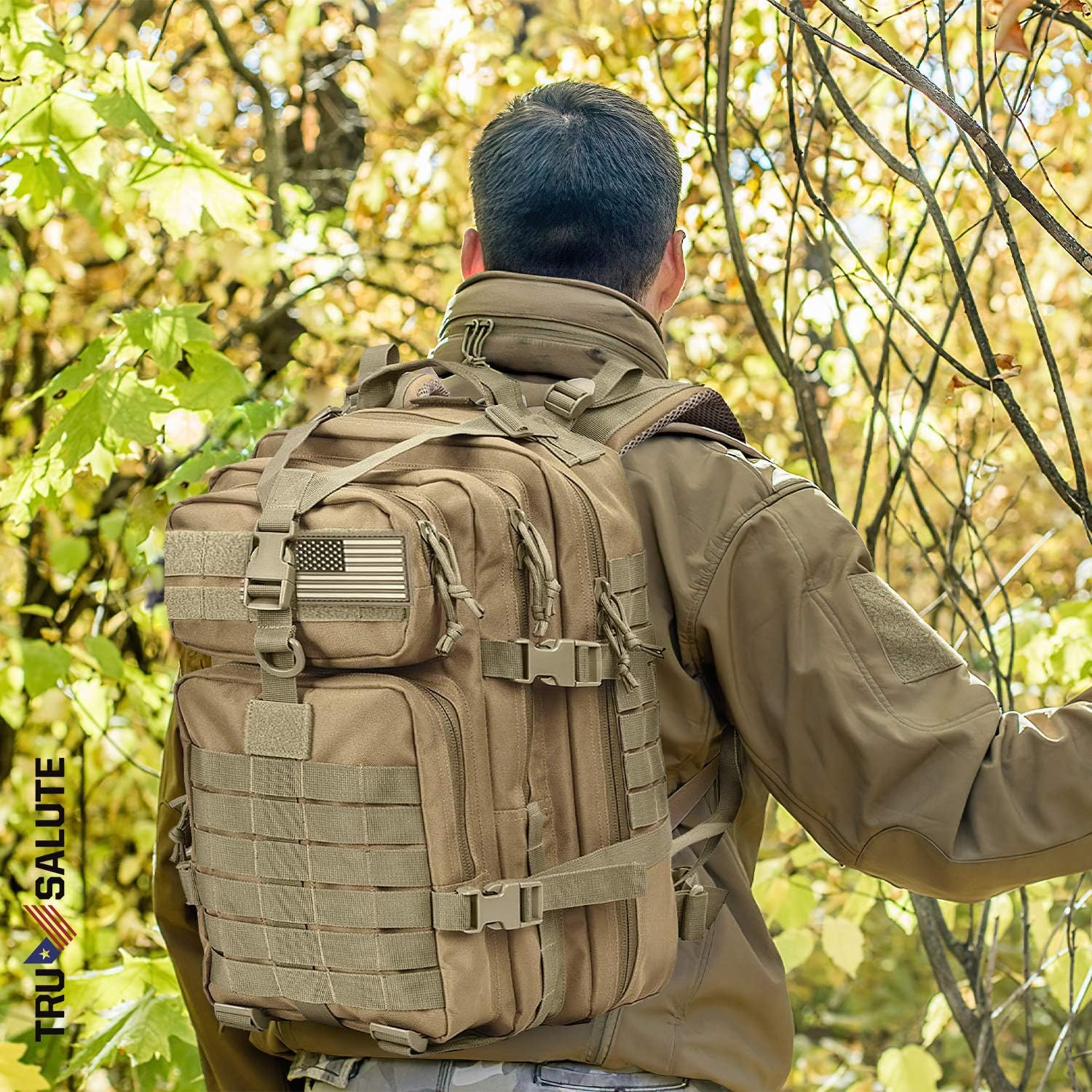 Tru Salute Military Tactical Backpack Large Tan Army 3 Day Assault Pack Molle Bugout Bag Rucksack (tan): Clothing