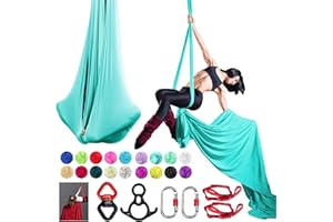 PRIORMAN Aerial Silks Set, Premium Ariel Yoga Hammock 9 Yards Aerial Silk, Low-Stretch Fabric, Yoga Starter Kit for Home, Aerial Rig for All Skill Levels - All Hardware Included