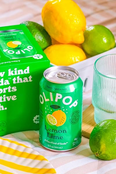 OLIPOP LEMON LIME PREBIOTIC SODA SGL, 12 FZ