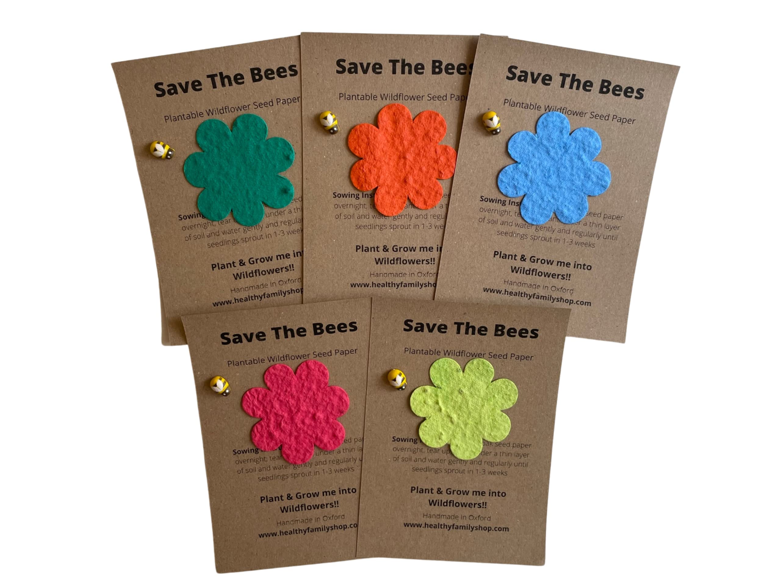 Healthy Family Eco- Friendly Party Bag Fillers. Plastic Free- Party Favours. Seeded Paper Shapes. Plantable seed paper Wildflowers. Craft Paper with Wildflower Seed Mix (Save The Bees)