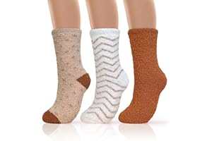 AIVEI 72-Needle Buttery Soft Fuzzy Socks for Women Fall Autumn Christmas Gifts Stocking Stuffers, Cozy Comfy Warm Fluffy Cute Slipper Socks 3 Pairs