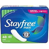 Stayfree Maxi Super Long Pads For Women, Wingless, Reliable Protection and Absorbency of Feminine Periods, 48 count