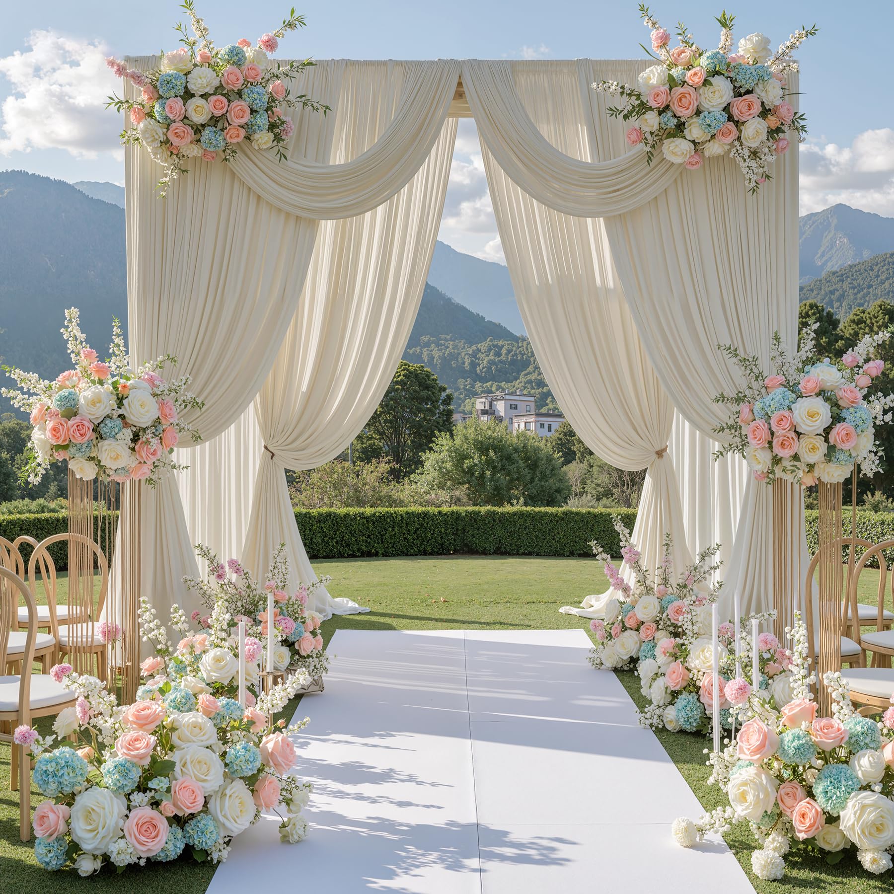 Photo 1 of 10 ft x 10 ft Wrinkle Free Beige Backdrop Curtain for Parties, 2 Panels 10ft Polyester Beige Photo Backdrop Drapes for Graduation Birthday Wedding Party Stage Curtains