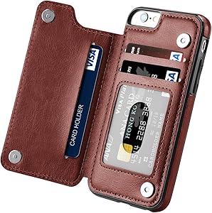 iPhone 6s Case, iPhone 6 Case, Hoofur Slim Fit Premium Leather iPhone 6 Wallet Casae Card Slots Shockproof Folio Flip Protective Shell for Apple iPhone 6/6s (4.7 Inch) (Brown)