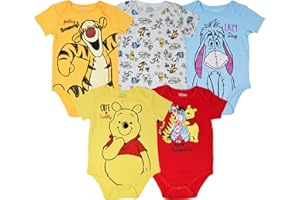 Disney Mickey Mouse Lion King Winnie the Pooh Pixar Toy Story Finding Nemo Baby 5 Pack Bodysuits Newborn to Infant