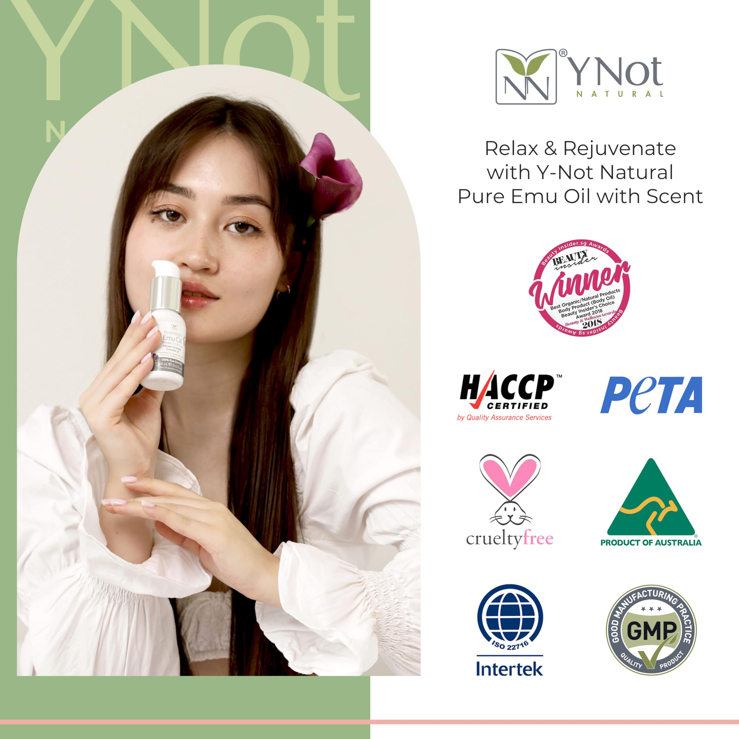 YNN Y-Not-Natural Emu Oil Pure Skin Moisturizer - Nail, Body, Face, Scalp & Hair Moisturizer with Omega 3, 6, 9, Vitamins, & Minerals - Australian Emu Oil for Skincare by Y-Not Natural - 200mL, Rose Canvas