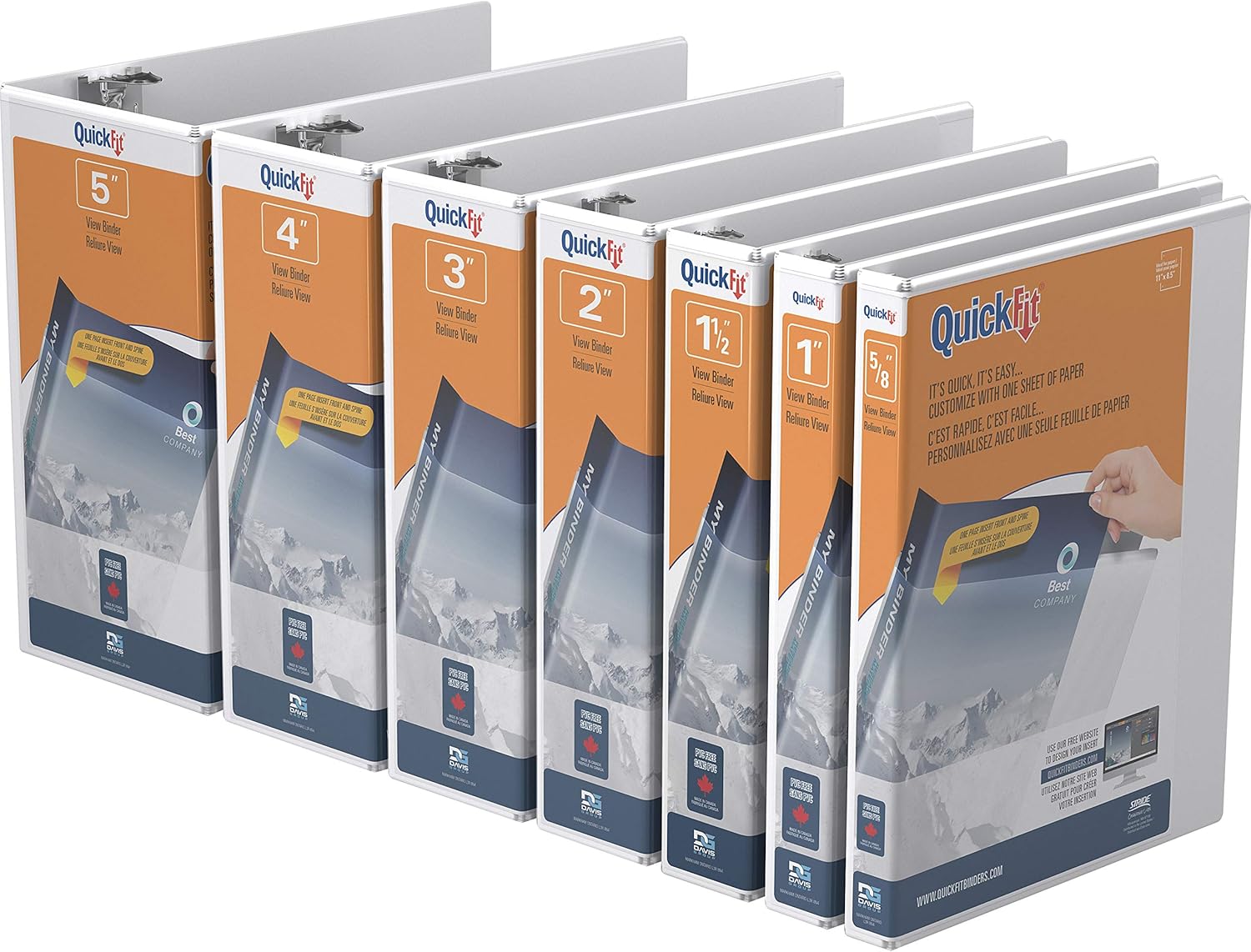 QuickFit View Binder, 5 Inch, Locking Angle D Ring, White (87070) : Office D Ring And Heavy Duty Binders : Office Products