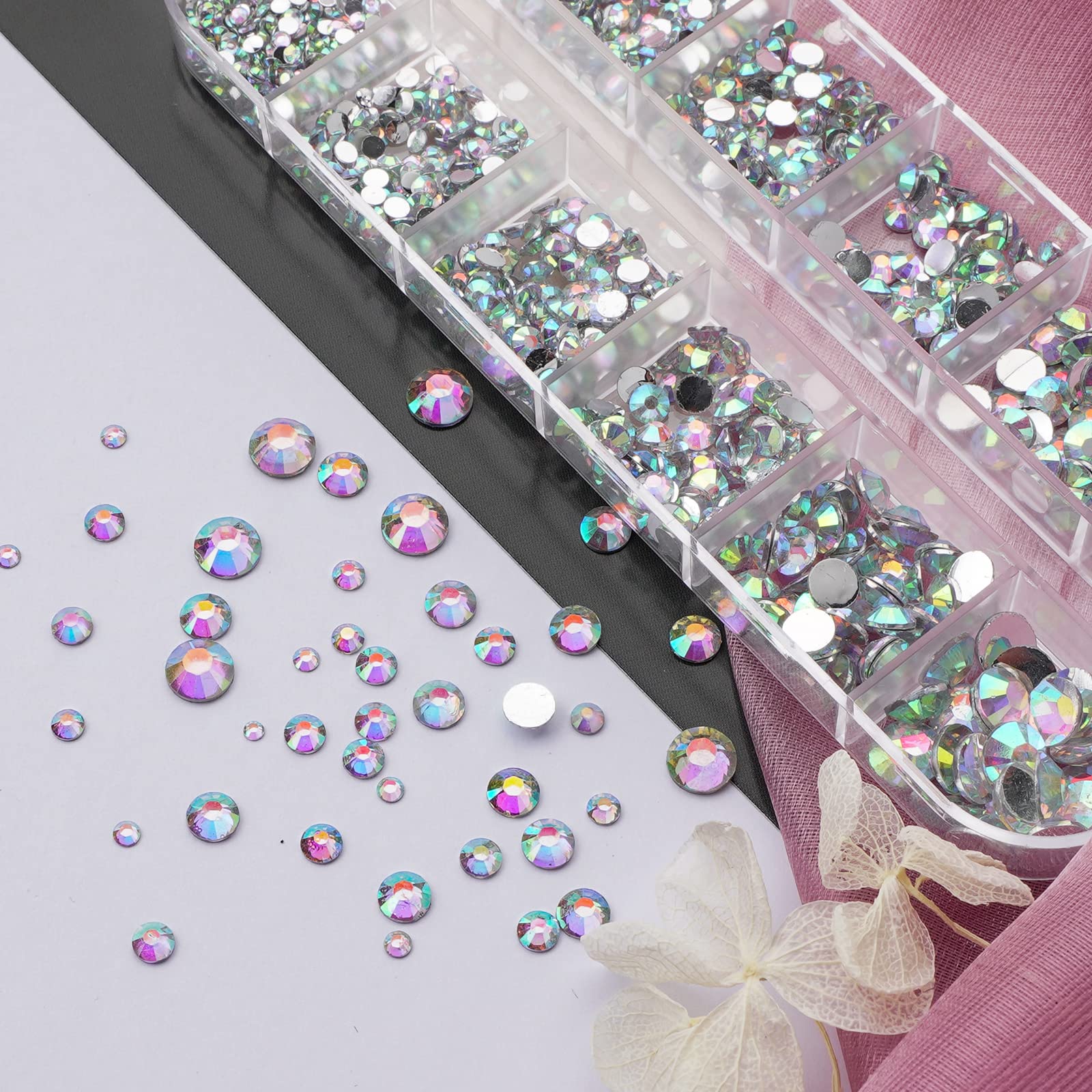 Canvalite 2518Pcs Rhinestones Nail Gems, 12 Styles 3D Glass AB Crystals Charms Shiny Multi Shape Flatback Nail Rhinestones for Nail Art with Picker and Tweezers for DIY Nail Art - Image 5