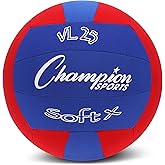 Champion Sports Fabric Volleyball with No-Sting Cover, Indoor - Soft Volleyballs for Beginners - Red/Blue