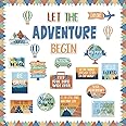 Let The Adventure Begin Motivational Bulletin Board Set for Classroom Decoration Let's Explore Themed Bulletin Cutouts Travel Map Poster Set for Teachers Students Back to School Wall Decor