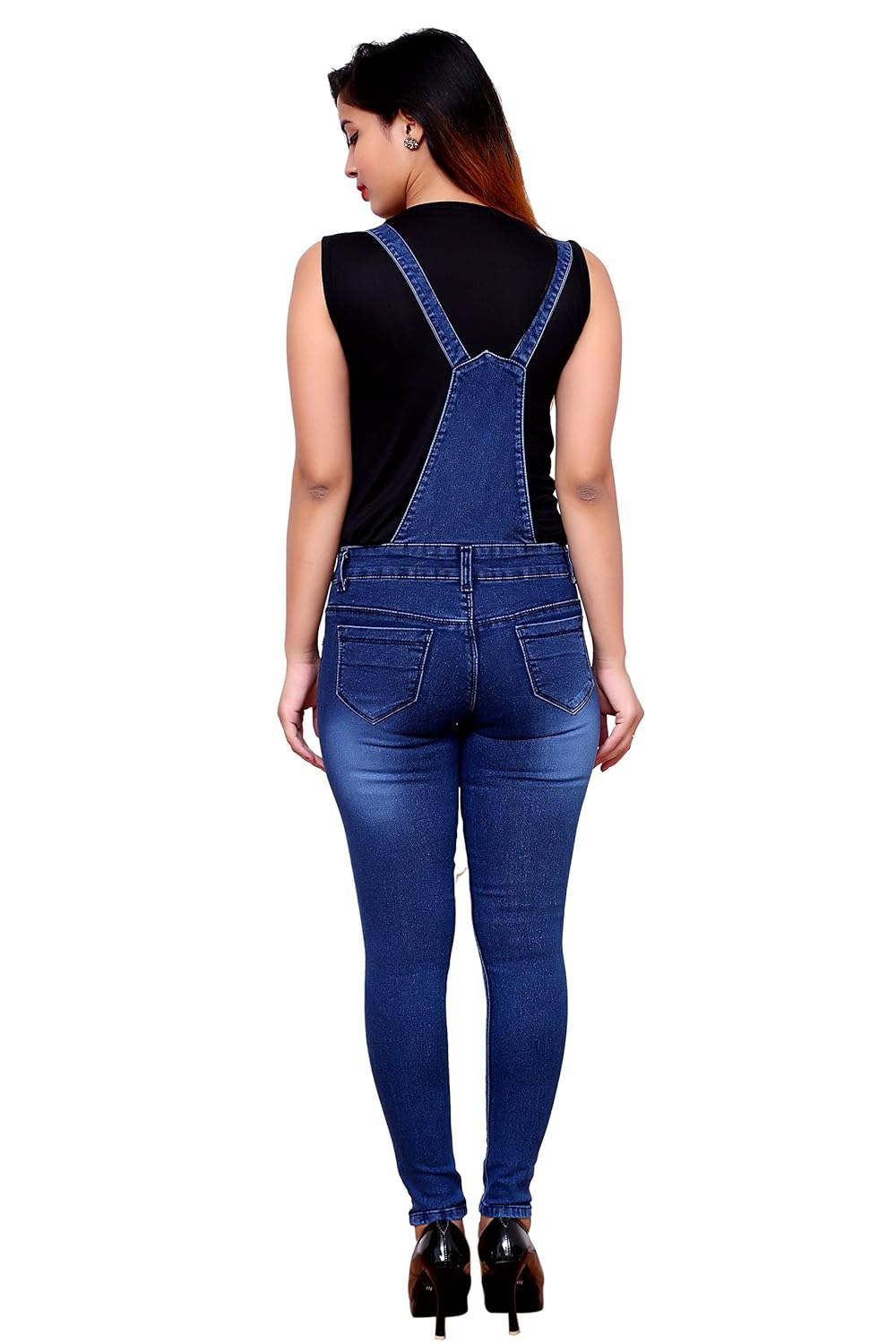 fnocks women slim fit dangri dark blue design 26 28 30 32 34