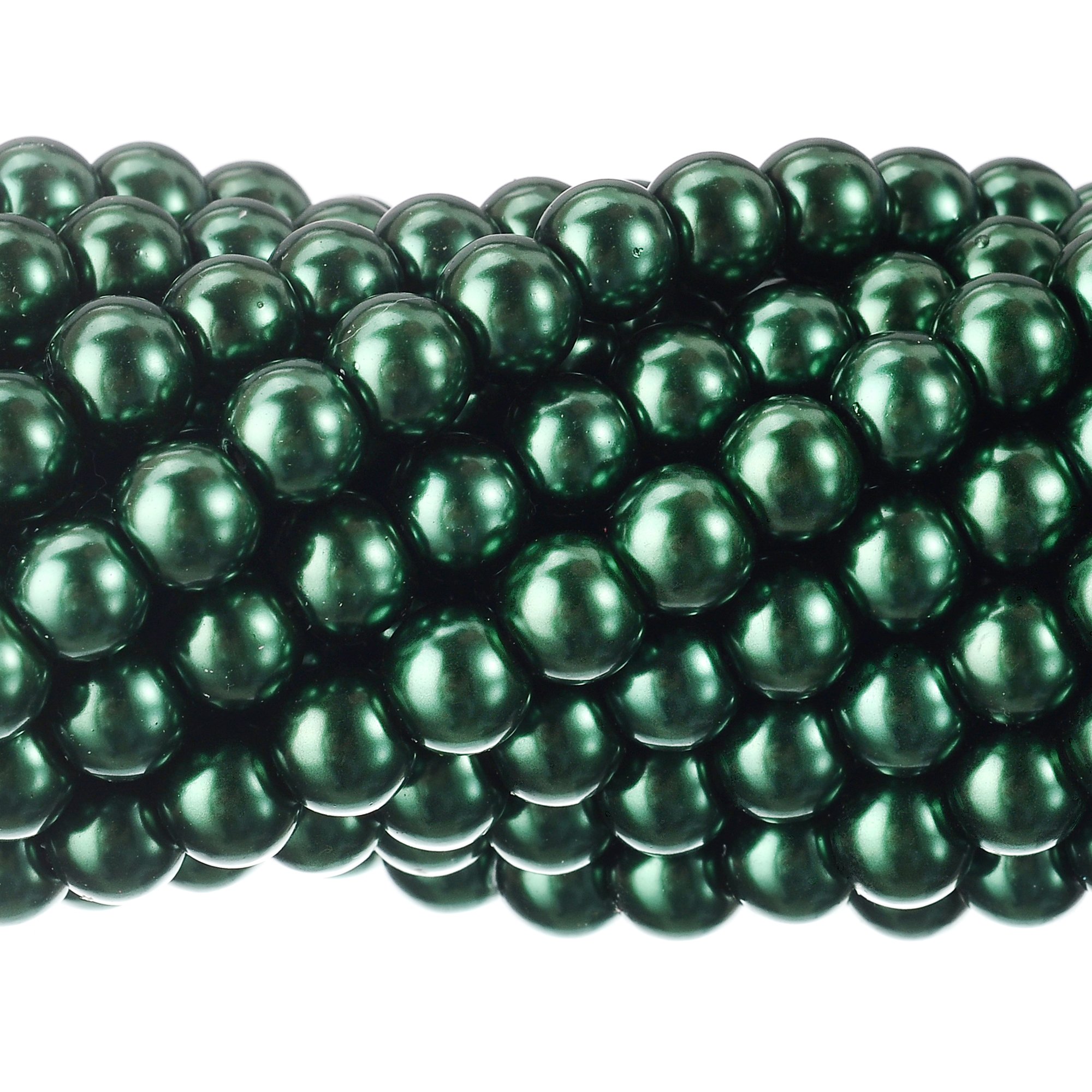 RUBYCA 200Pcs Czech Tiny Satin Luster Glass Pearl Round Beads DIY Jewelry Making 12mm Dark Olivine