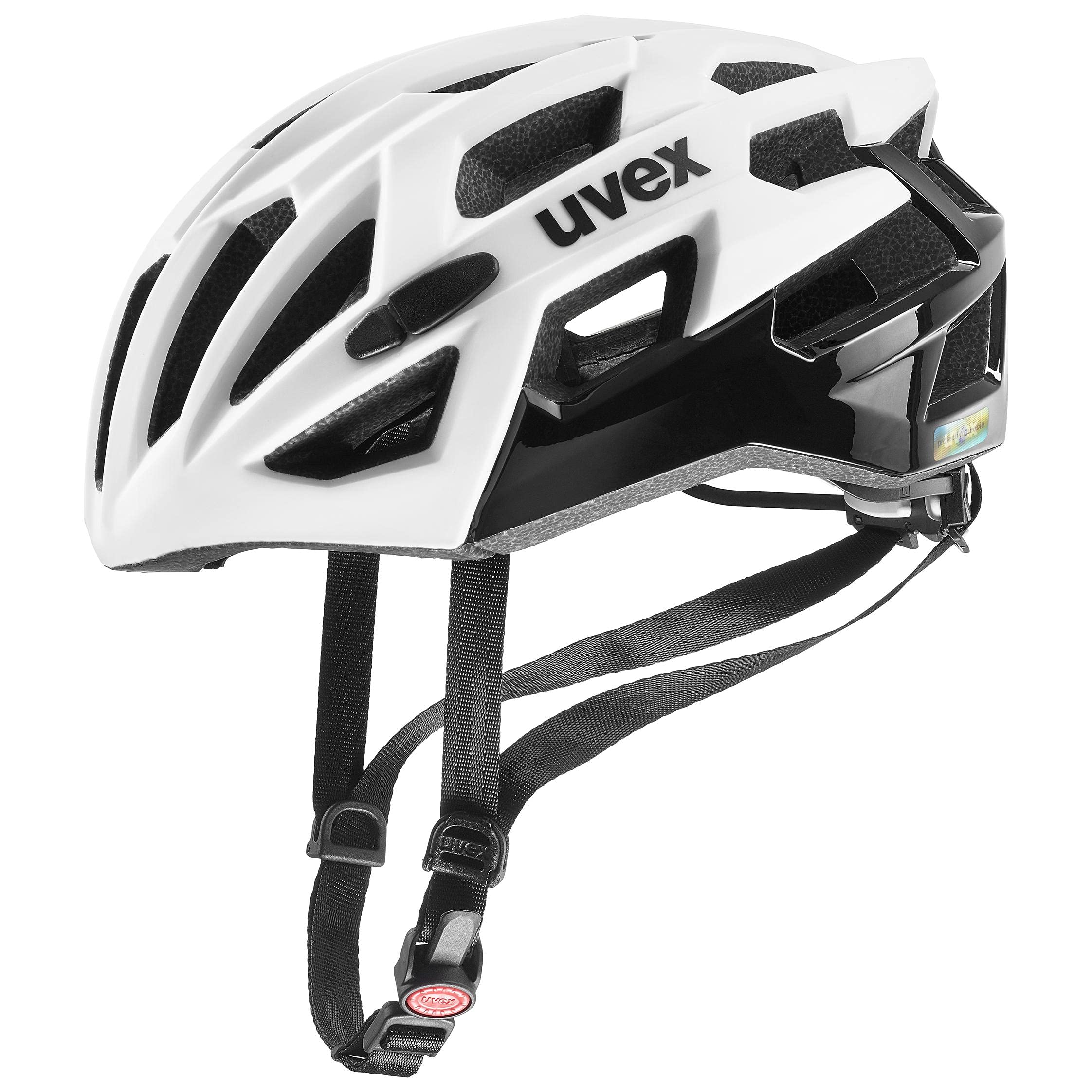 uvex Race 7 - Secure Performance Bike Helmet for Men & Women - Individual Fit - Extra Impact Protection - White Black - 56-61 cm