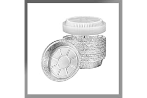 Pokanic Aluminum Foil Pans [6" Round] x [10 Pack] with Clear Dome Lids Recyclable Disposable Containers Straight Walls for Storing, Baking, Meal Prep & Reheating Freezer Oven Safe (10 Pack, 6 inch)