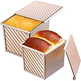 HOFURME 2 Pcs Square Nonstick Square Loaf Pan With Lid, 4.53 x 3.94 x 4.33 inch Mini Toast Box for Home Baking, Mini Cube Toast Box Ideal Baking Set Gift