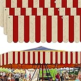 Tingjoo 3 Pcs Carnival Circus Tent Awning Decorations Carnival Circus Theme Party Decorations Concession Stand Sign Hanging Banner Creepy Red White Striped Halloween Party Supplies, 9.84 x 78.74 in