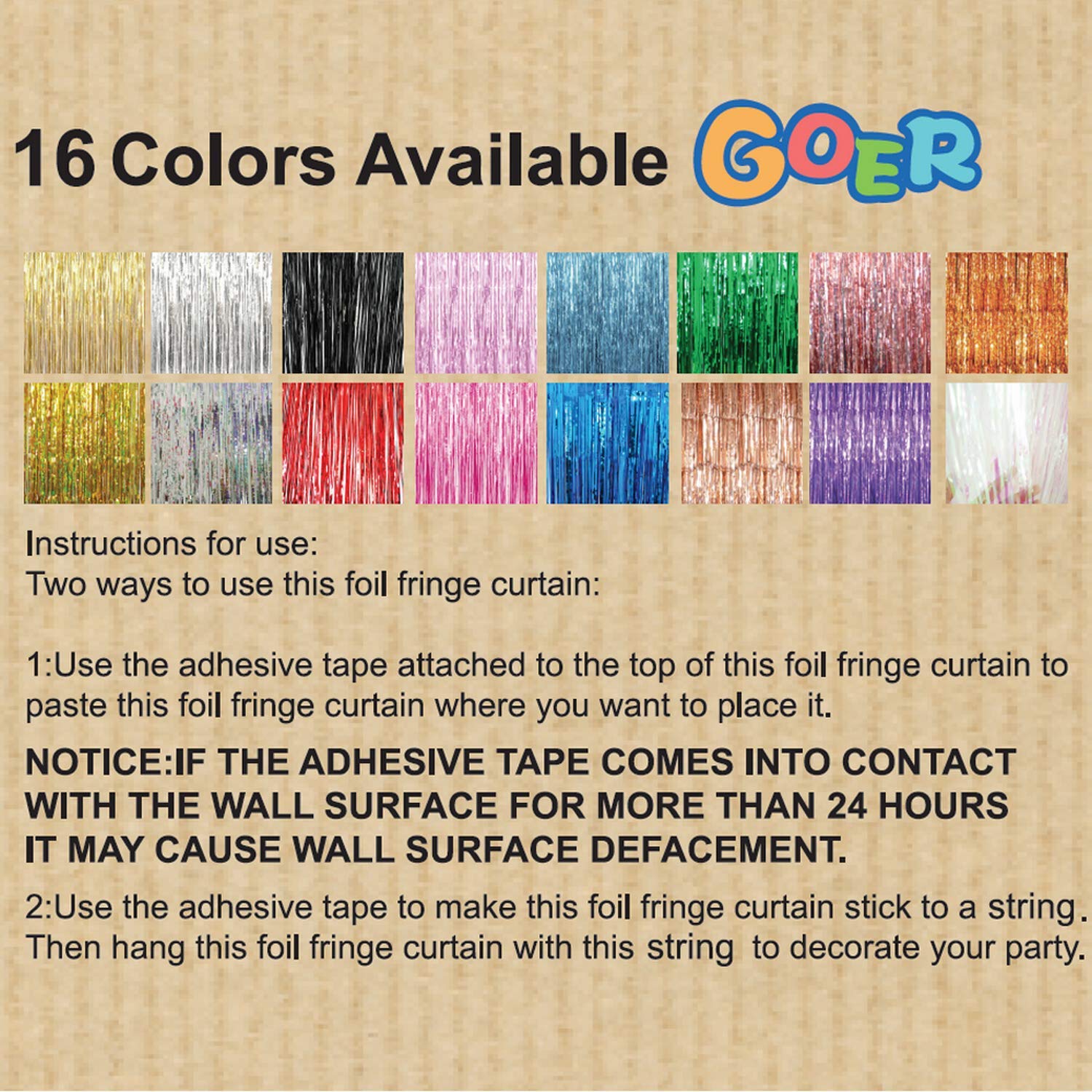 GOER 6.4 ft x 9.8 ft Metallic Tinsel Foil Fringe Curtains,Pack of 2 Party Streamer Backdrop for Birthday,Graduation Decorations and New Year Eve (Gold)