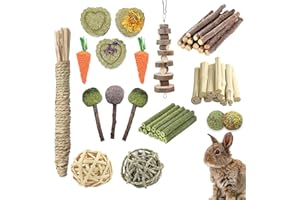35 pcs Rabbit Chew Toys, Hamster Chew Toys Natural, Chewable Teething Activity Toys for Bunny, Rabbit, Hamster, Guinea Pig