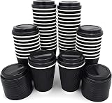 Zuvo 12oz Disposable Coffee Cups with Lids Pack of 50 Black Insulated view 9