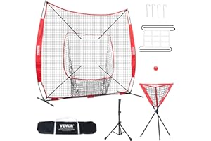 VEVOR Softball Practice Net, Portable Baseball Training Net for Hitting, Batting, Catching, Pitching - Backstop Equipment with Bow Frame, Carry Bag, Strike Zone, Batting Tee