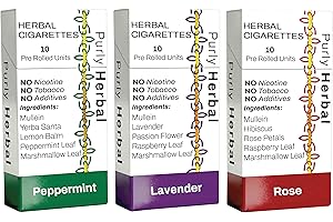 Herbal Cigarettes | Peppermint | Lavender | Rose | 3 Packs | 30 Herbal Cigarettes | Tobacco & Nicotine Free | Premium Blend