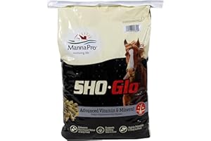 Sho-Glo Horse Vitamin & Mineral Supplement – Manna Pro – Complete Daily Equine Supplement for Healthy Skin, Coat & Hooves – Fortified with Antioxidants, Amino Acids & Essential Nutrients – 25 lb Bag