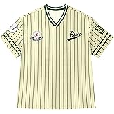 iWoo Oversized Jersey Shirts for Men Women Y2k Graphic Tees V-Neck Baggy Short Sleeve Tops Fashion Streetwear Shirt