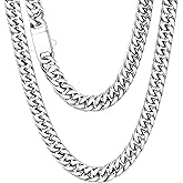 Jewlpire Diamond-Cut 316L Surgical Stainless Steel Mens Cuban Link Chain, 6/7/8MM Sweatproof & Non Tarnish Gift-Ready Luxury Mens Necklace with Premium Gift Box