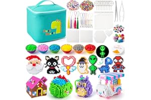 SUNDAYMOT Sundymot Fuse Beads Kit 15000 Pcs 5MM Melty Beads Set. Glow in The Dark Fuse Beads, with Storage Bag, pegboard, Ironing Paper and Other Accessories, Christmas Birthday Gifts for Boys and Girls
