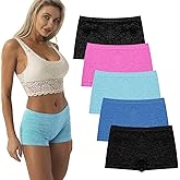 R RUXIA Women's Boyshorts Underwear Seamless Boy Shorts Panties Soft Stretch Boxer Briefs 5 Packs(Regular & Plus Size)