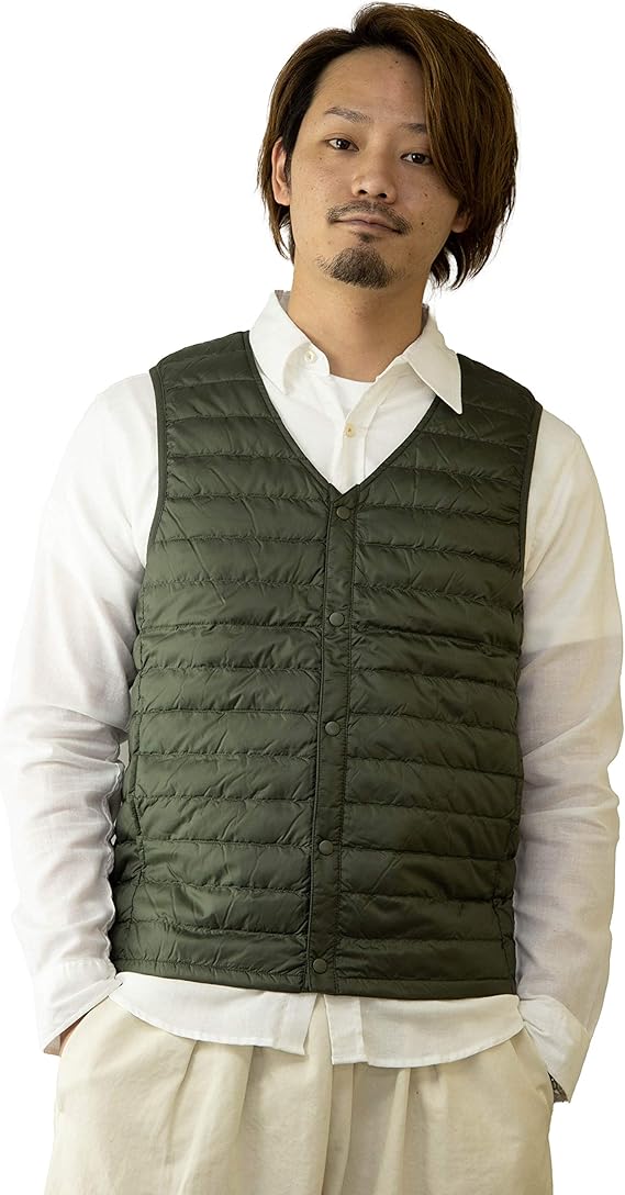 Amazon ナイラス Nylaus ダウンベスト メンズ Vネック 無地 黒 ネイビー カーキ グレー 秋 冬 インナーベスト ライト ダウンベスト トップス カジュアル ビジネス お洒落 カーキ Ll ベスト 通販