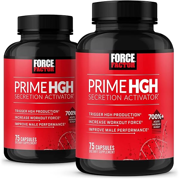FORCE FACTOR PRIME HGH SECRETION ACTIVATOR, 2-PACK, HGH SUPPLEMENT FOR MEN WITH ALPHASIZE TO HELP TRIGGER HGH PRODUCTION, INCREASE WORKOUT FORCE, & IMPROVE PERFORMANCE, 150 CAPSULES