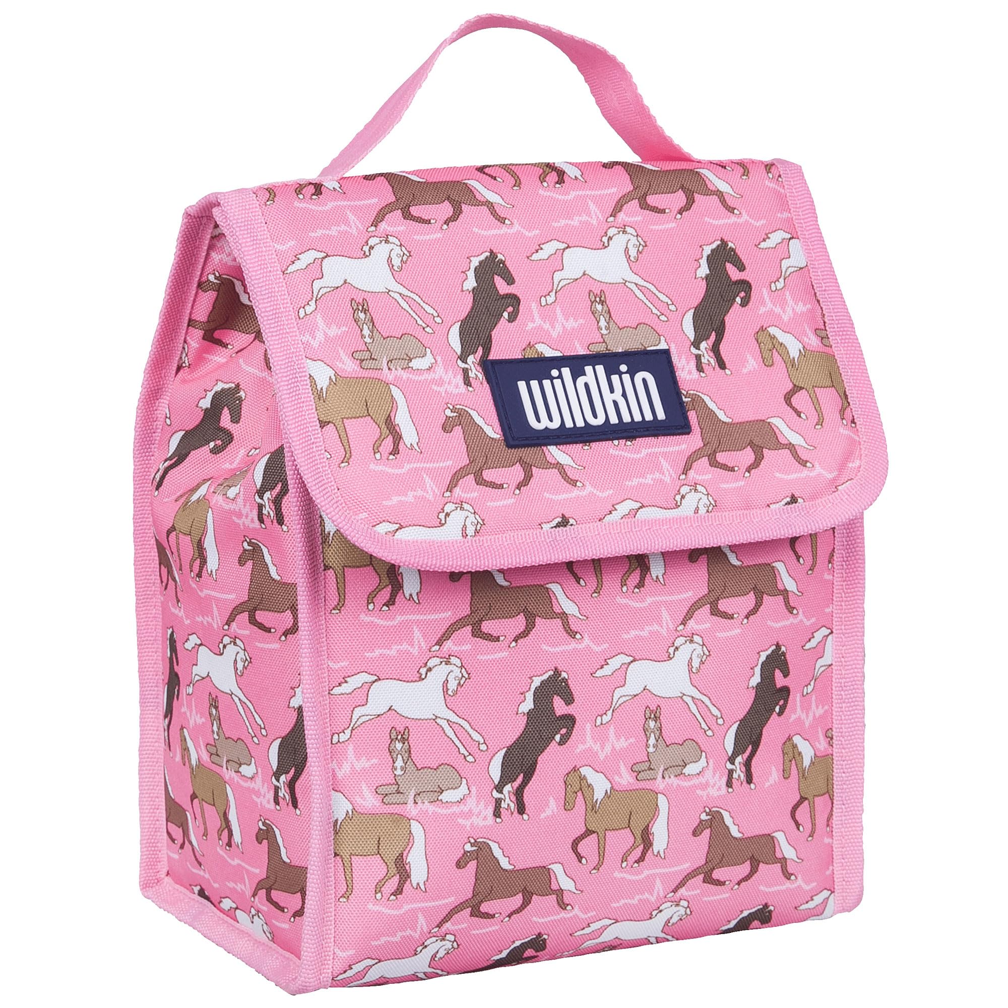 Wildkin Kids Lunch Bag-Pink Horses, Fabric, Multi-Colour, One Size